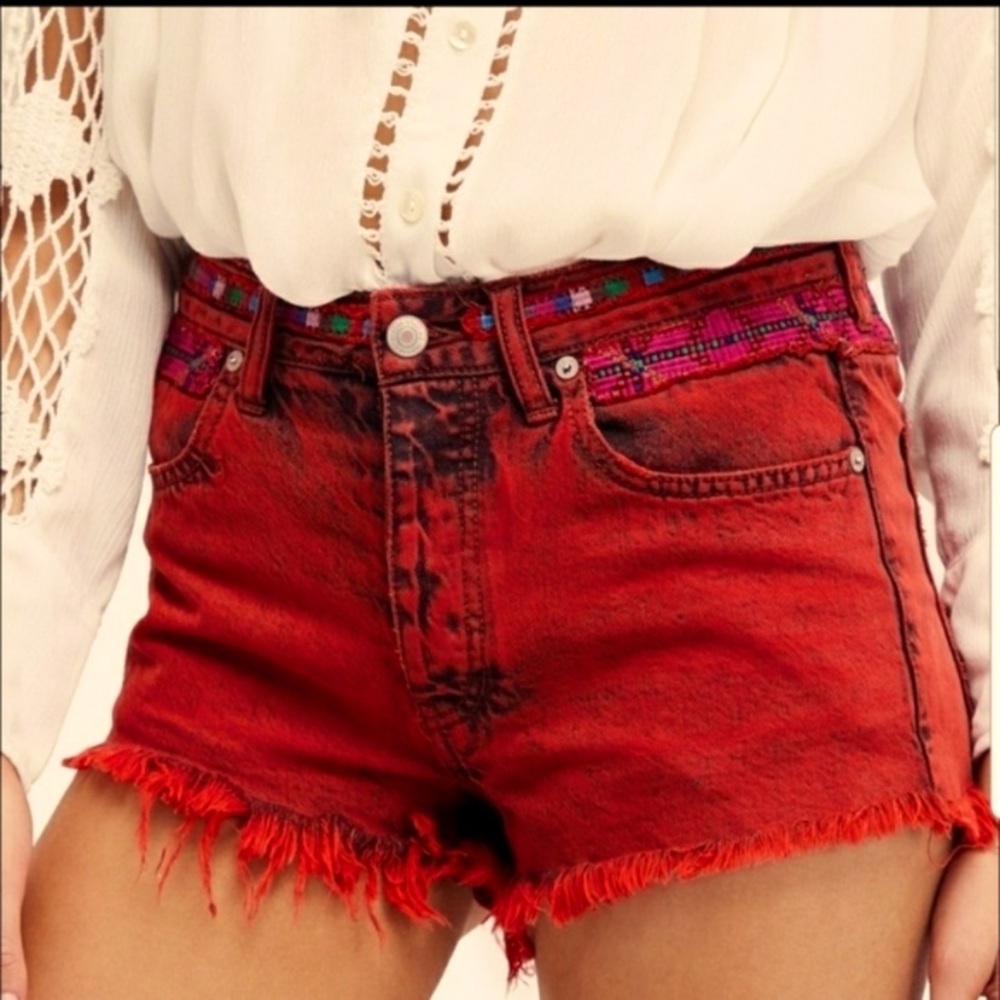 Free People Sun Break Embroidered Shorts